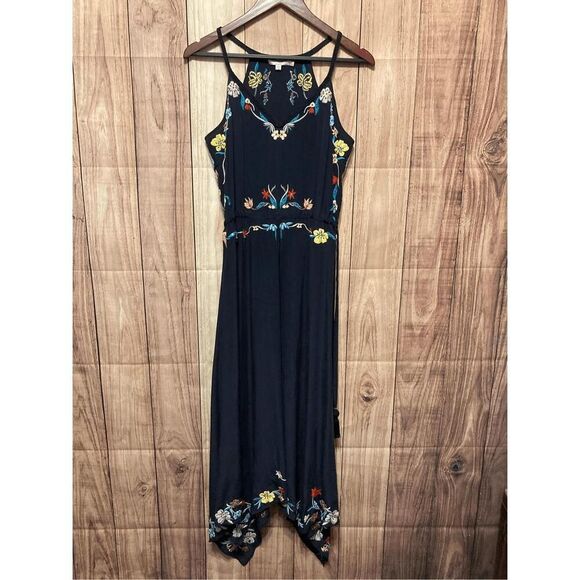 Calypso St. Barth XS Rodru floral Embroidered dress blue 100% Silk maxi - Picture 3 of 15